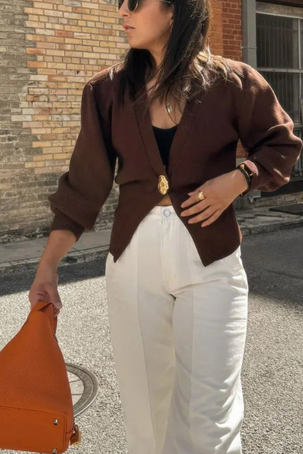 V-neck Button Knitted Cardigan