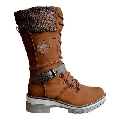 Mid Tube Square Heel Round Toe Martin Boots