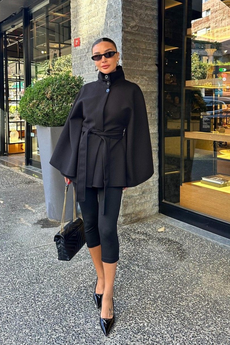 Stand Collar Belted High-quality Coat