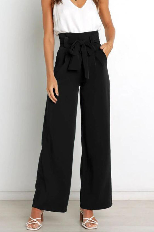 All-match Wide-leg Pants Tie-up Bow Trousers