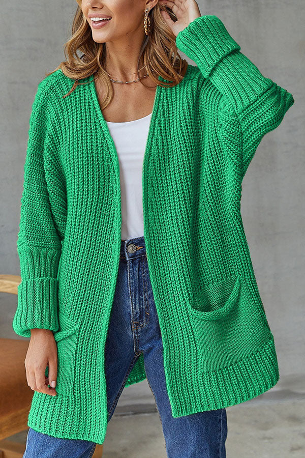 Loose Mid Length Sweater Cardigan Coat Large Size