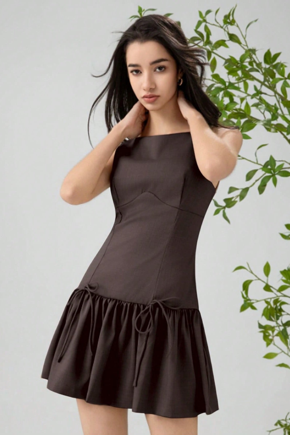 Color Bow Sleeveless Mini Dress