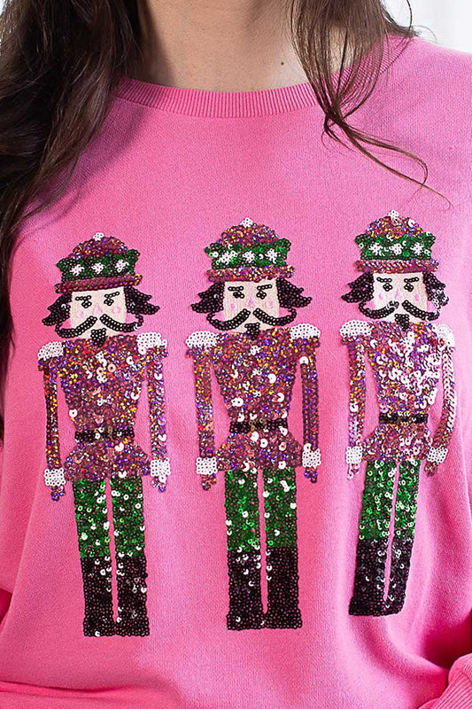 Christmas Guard Sequined Loose Sweatshirt
