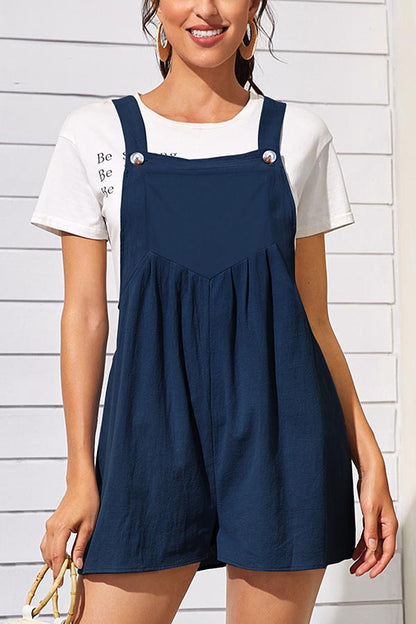 Cotton and Linen Loose One-piece Wide-leg Shorts