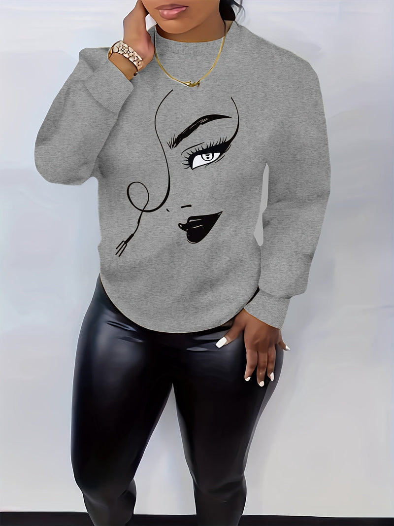 Graphic Print Pullover Sweatshirt Fg3549