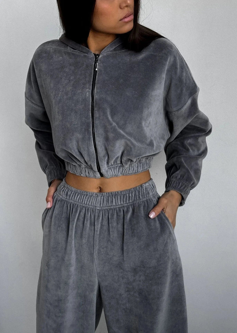 Relaxed Radiance - Zip-up Hoodie Two-piece Set