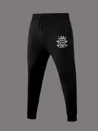 Letter Print Drawstring Sweatpants At8037