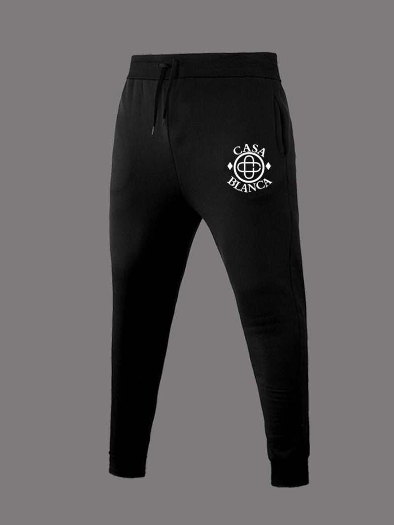 Letter Print Drawstring Sweatpants At8037