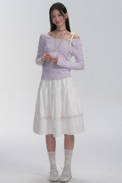 Lavender Diamond Pattern Knit Blouse