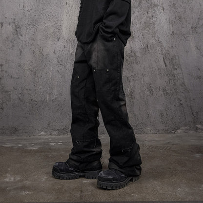 Black Tactical Rivet Cargo Pants