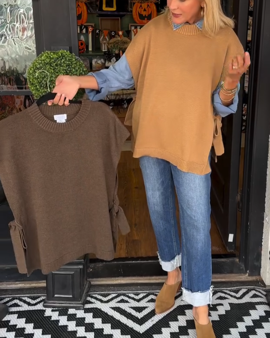 Sleeveless Side Slit Sweater