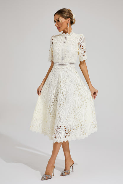 Freeman White Cut Out Midi Dress