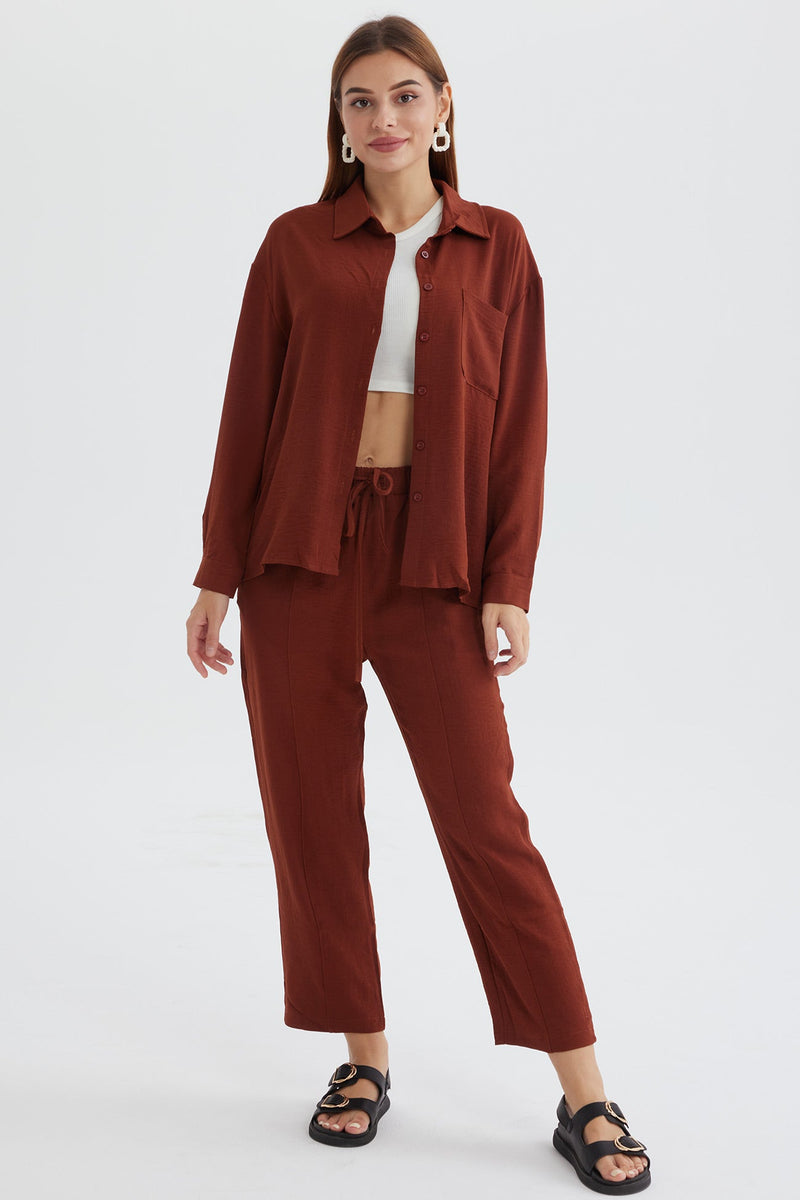 Long Sleeve Color Shirt Long Pants Set