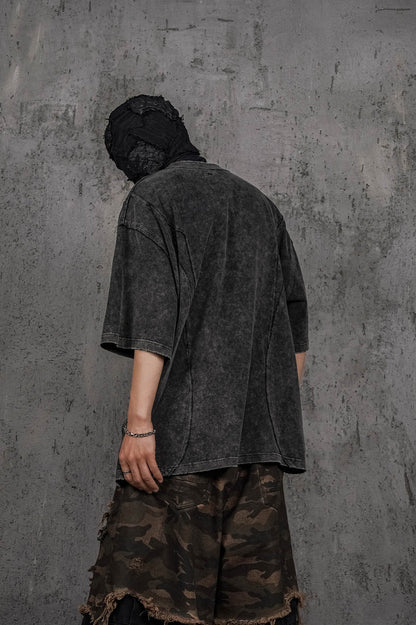 Washed Structured Black T-shirt
