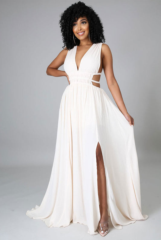 Maxi Dress Summer Clothes Dress Color V-neck Ice Silk Dress Maxi
