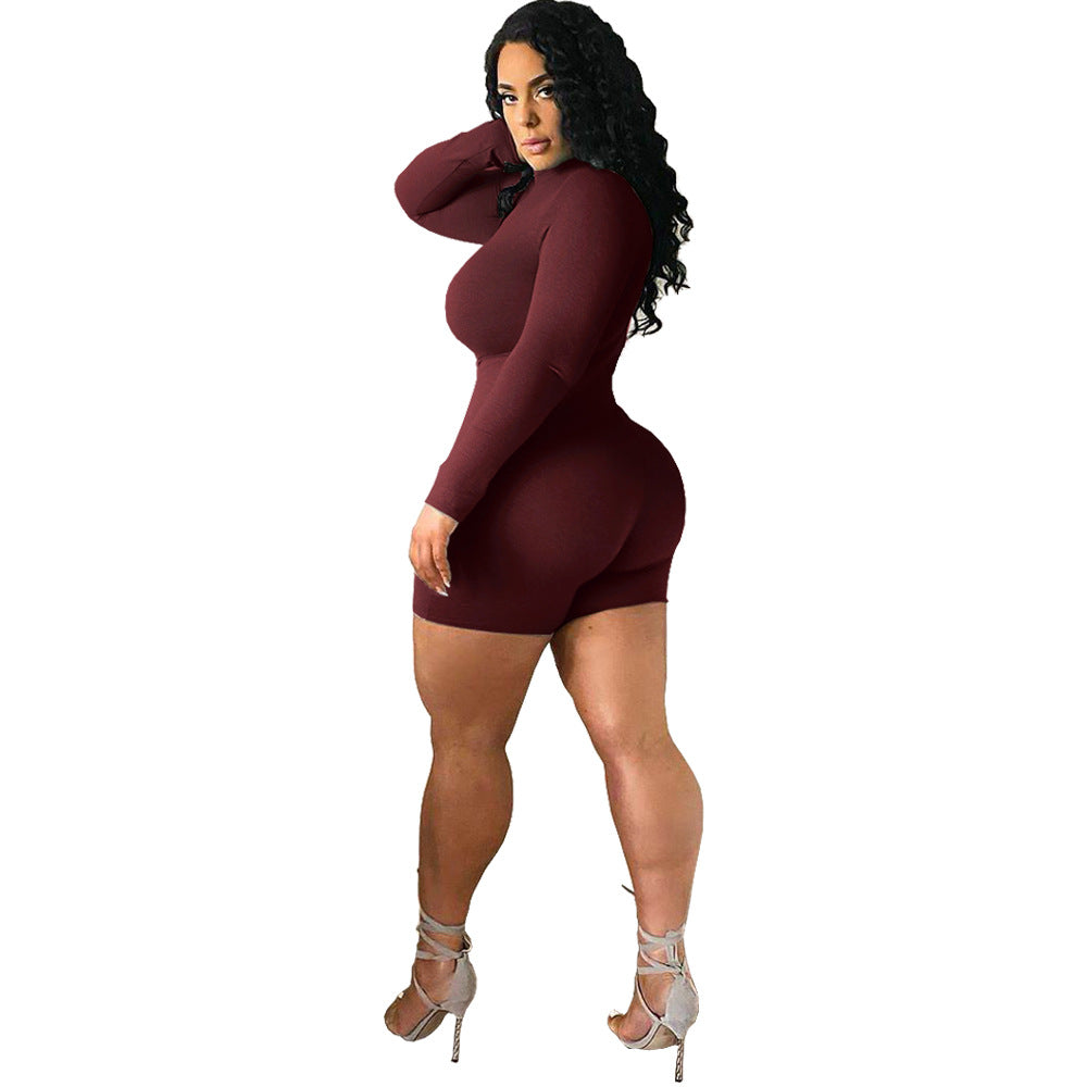 Clothing Nightclub Uniforms Zip-up Turtleneck Exercise Workout Romper