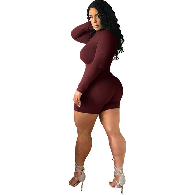 Clothing Nightclub Uniforms Zip-up Turtleneck Exercise Workout Romper