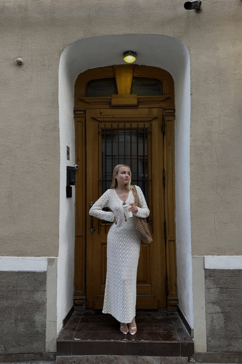 Diamond Crochet Knit Maxi Dress