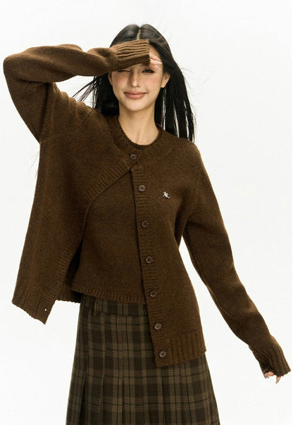 Ribbed Trim Button-up Cardigan