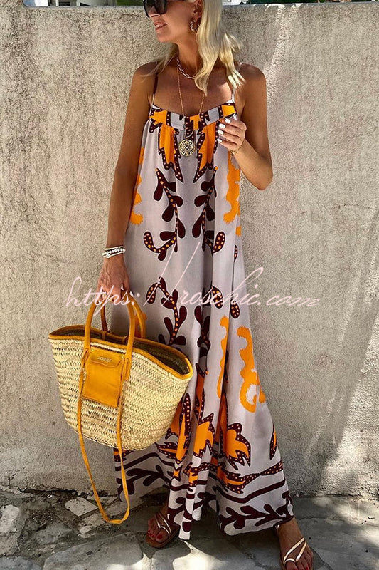 Sunday��s Color Palette Printed Loose Cami Maxi Dress