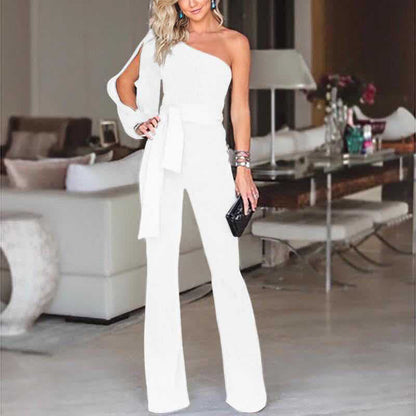 Creative One Shoulder Asymmetric Clothing Jumpsuit
