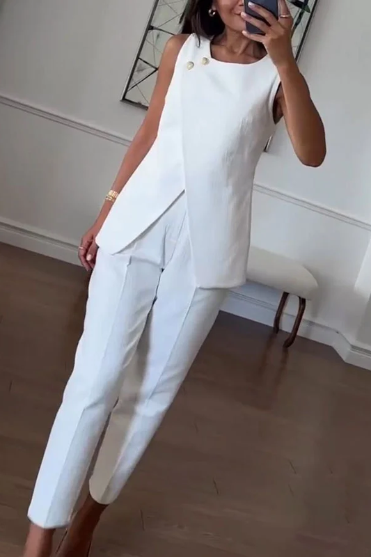 Commuter Irregular Vest \u0026 Pants Two-piece Set