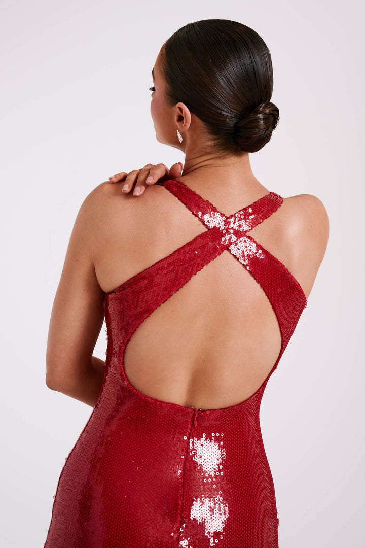 Backless Sequin Maxi Dress