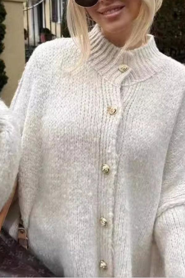 Color Retro Cardigan Bat Sleeve Sweater Cardigan