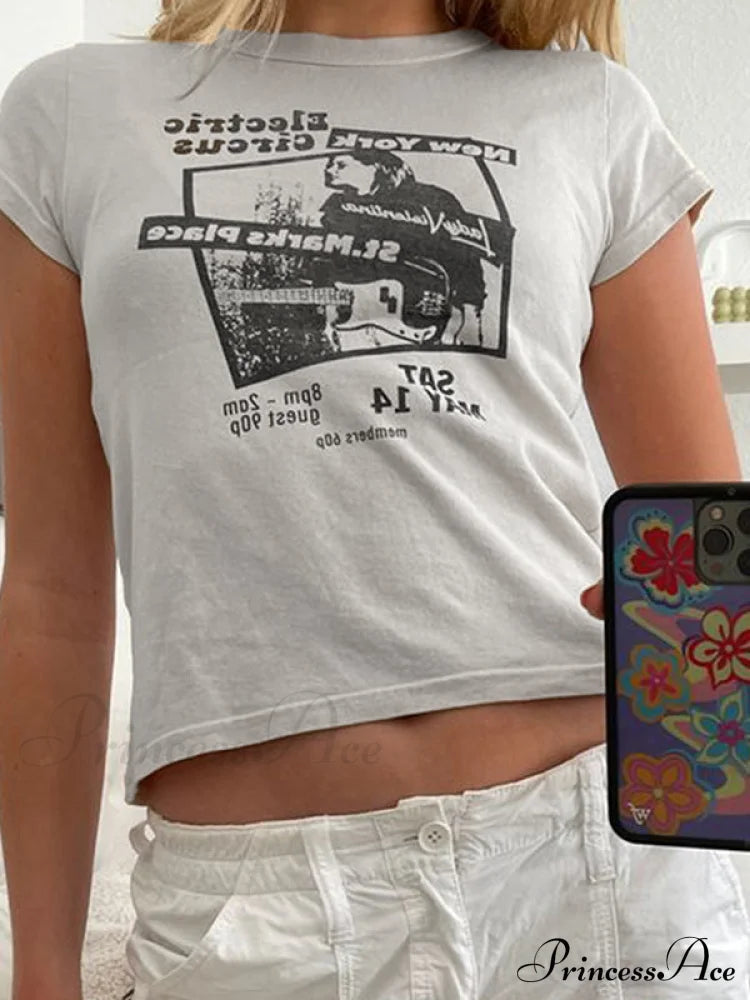 90s Short Sleeve Crop Blouse - Black