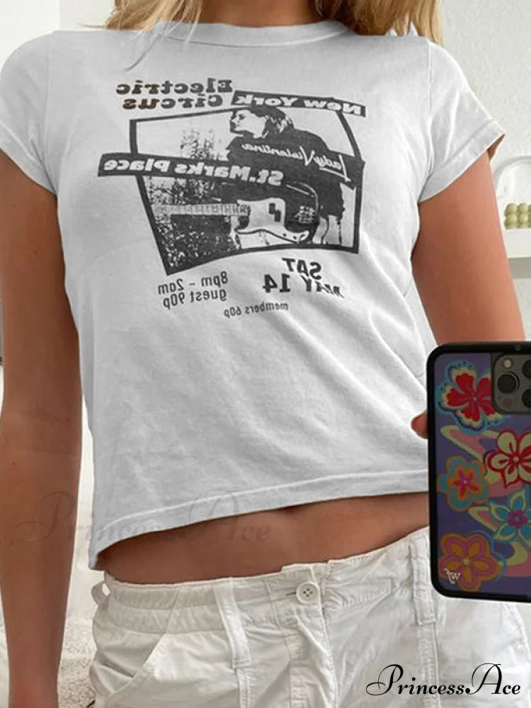90s Short Sleeve Crop Blouse - Black