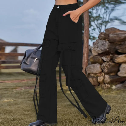 90s Blue Cargo Big Pockets Overalls High Waist Straight Denim Jean