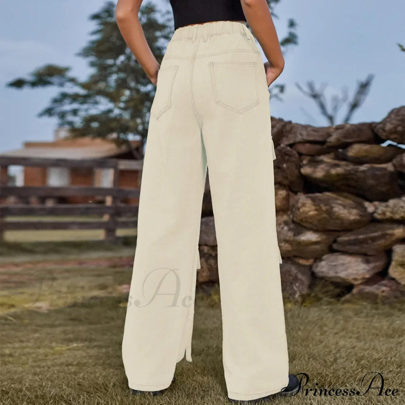 90s Blue Cargo Big Pockets Overalls High Waist Straight Denim Jean
