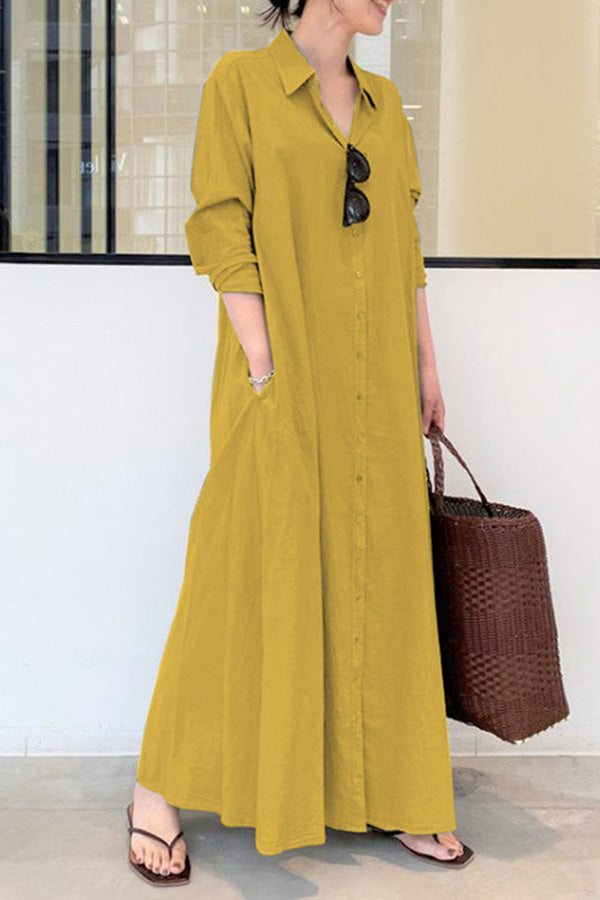 Long Sleeve Simple Loose Long Dress