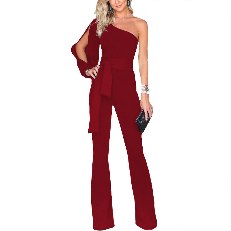 Creative One Shoulder Asymmetric Clothing Jumpsuit