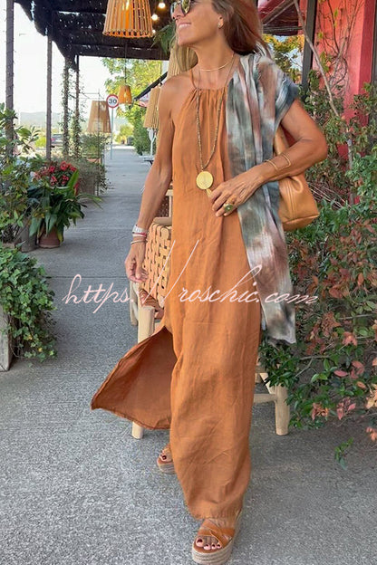 Down by the Cove Linen Blend Halter Maxi Dress