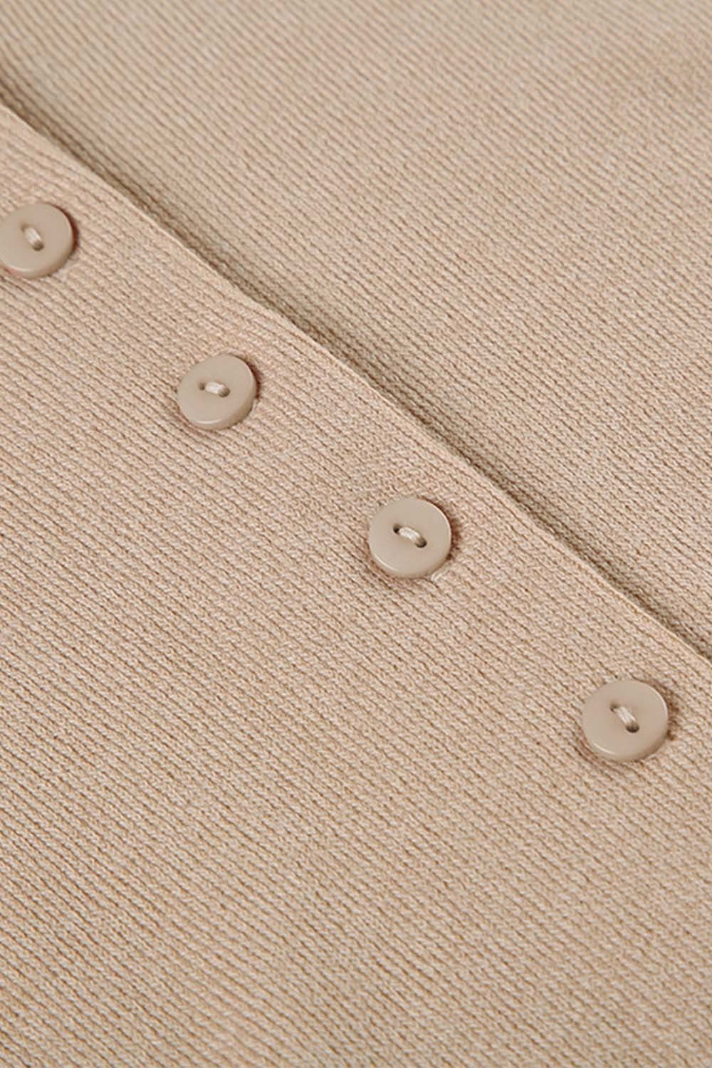 Deep V-neck Buttoned Sweater Dress