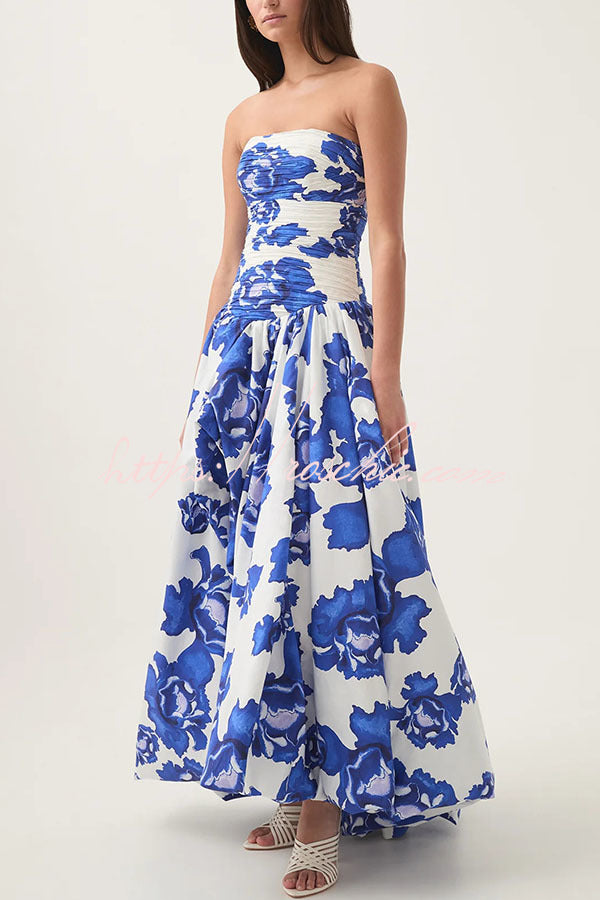 Perfect Moment Off Shoulder Ruched Bodice Drape Bubble Hem Maxi Dress