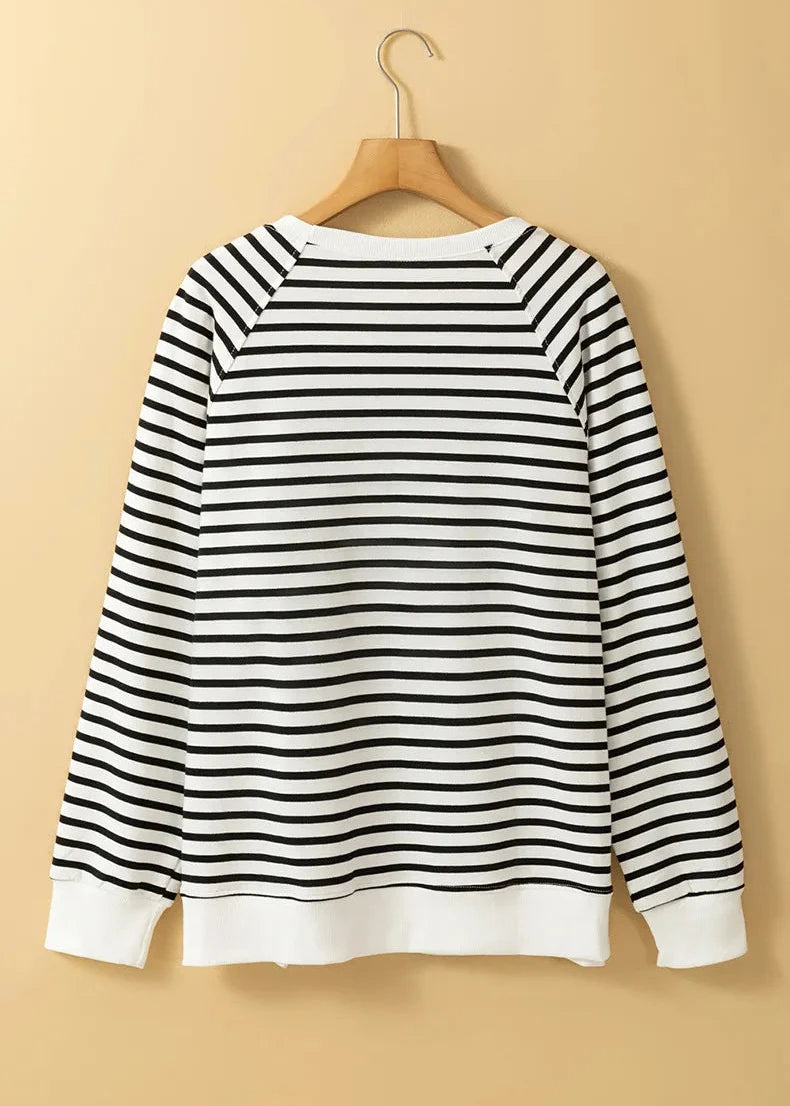 Striped Round Neck Pullover Sweater for