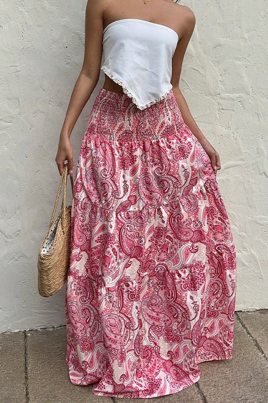 Print A-line Maxi Skirt