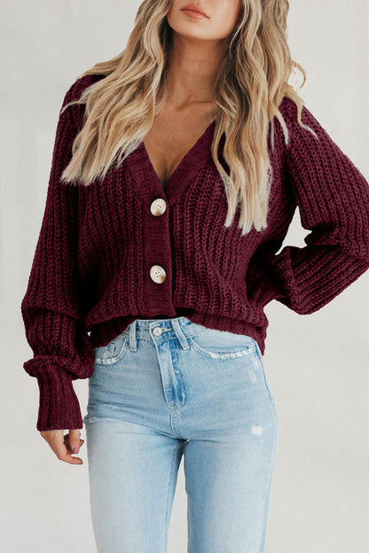 Open Front Button Down Knit Fall Sweater Cardigan