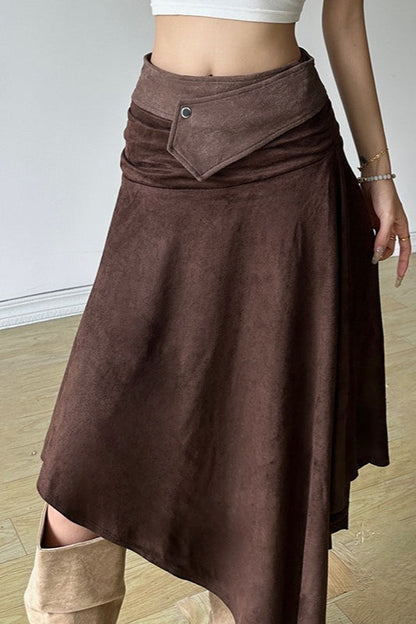 Color Asymmetrical Midi Skirt