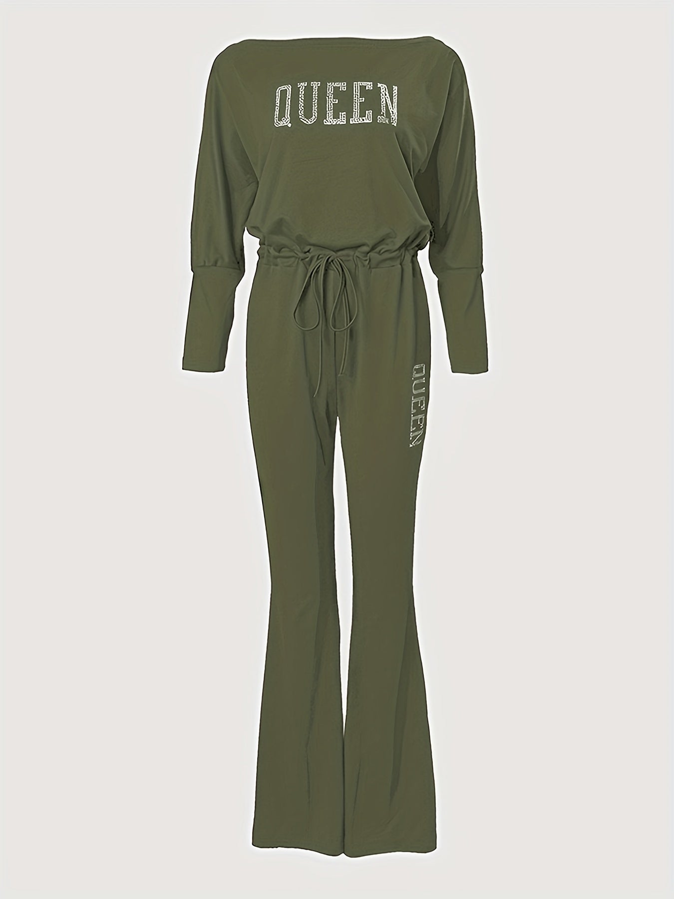 Queen Print Off Shoulder Jumpsuit Re7125