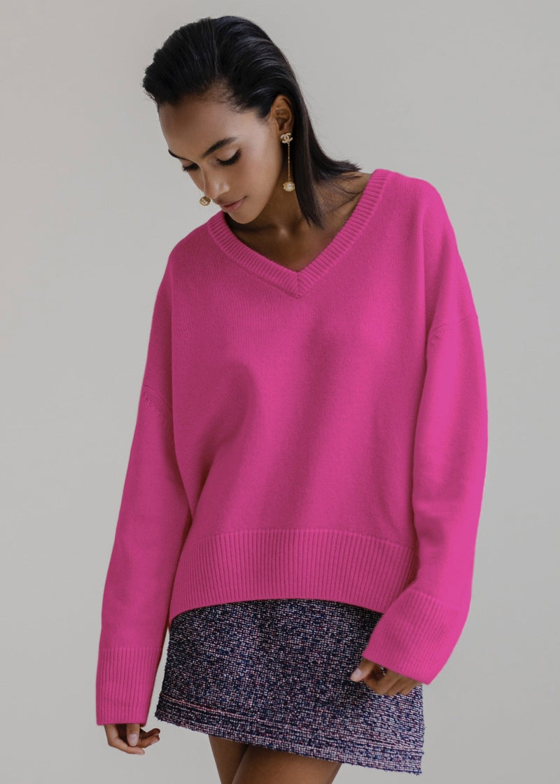 Cozy V-neck Loose Knit Sweater