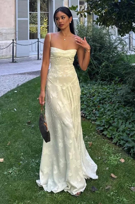 Cream Strap Backless Maxi Dress