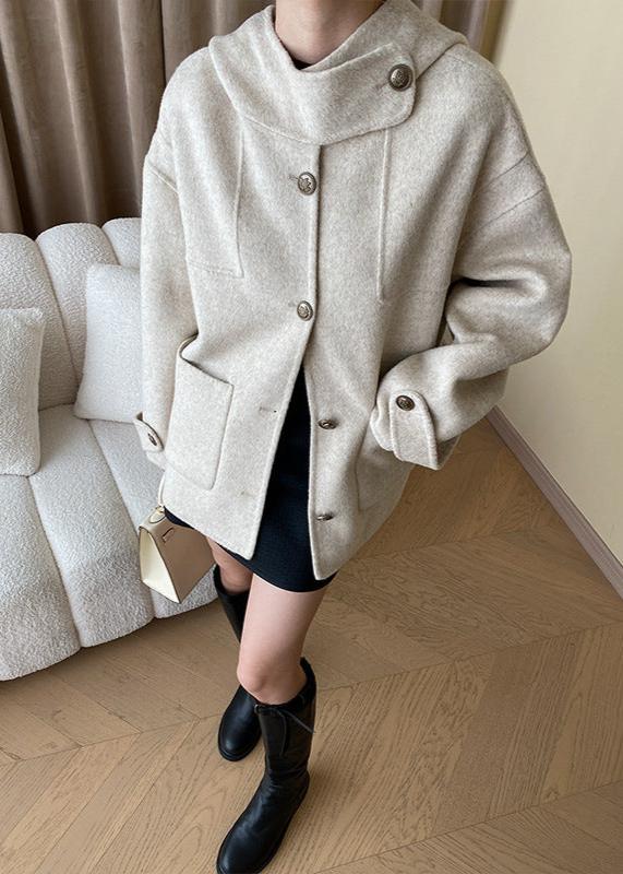 Wool Blend Hooded Cape Coat