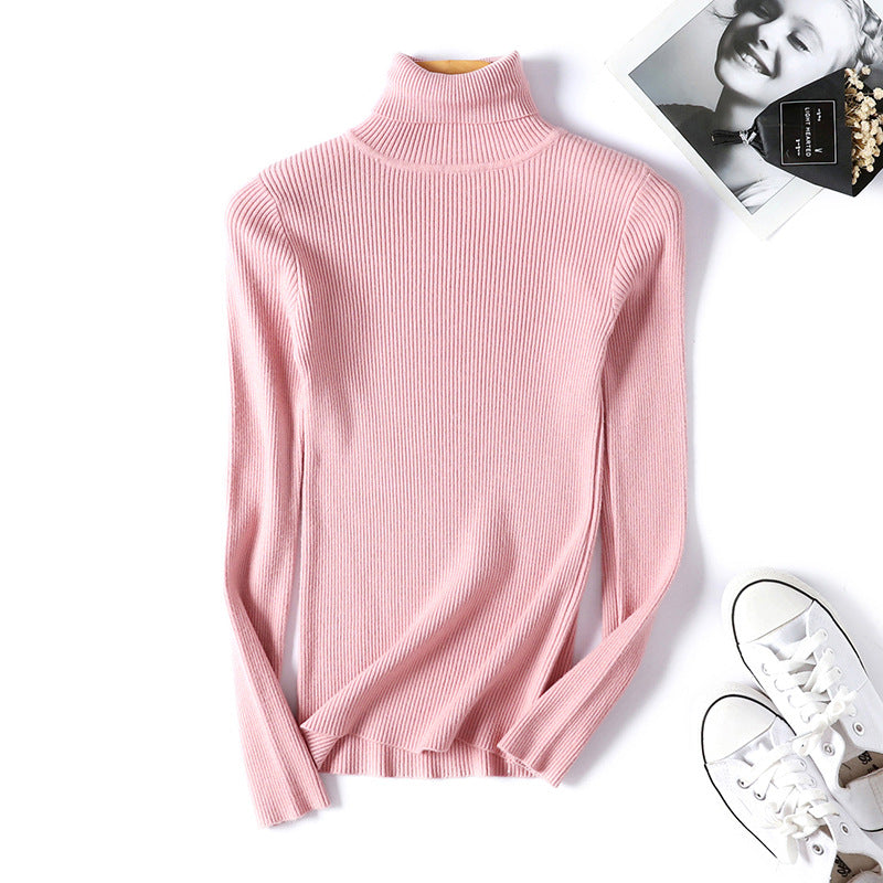 Turtleneck Sweater Long Sleeve Slim Fit Slimming Color Korean Fresh Knitted Bottoming Shirt