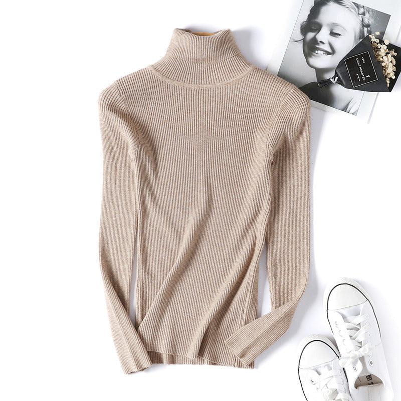 Turtleneck Sweater Long Sleeve Slim Fit Slimming Color Korean Fresh Knitted Bottoming Shirt