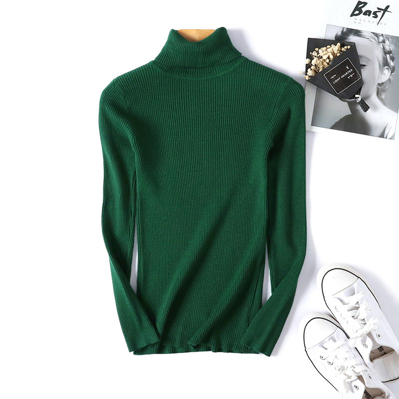 Turtleneck Sweater Long Sleeve Slim Fit Slimming Color Korean Fresh Knitted Bottoming Shirt