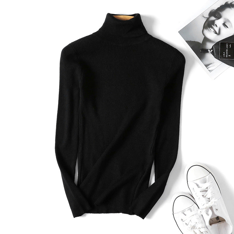 Turtleneck Sweater Long Sleeve Slim Fit Slimming Color Korean Fresh Knitted Bottoming Shirt