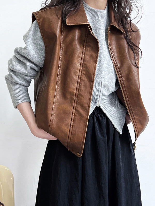 Urban Coffee Mock Neck Zipper Slit Hem Long Sleeve Sweater Qx004